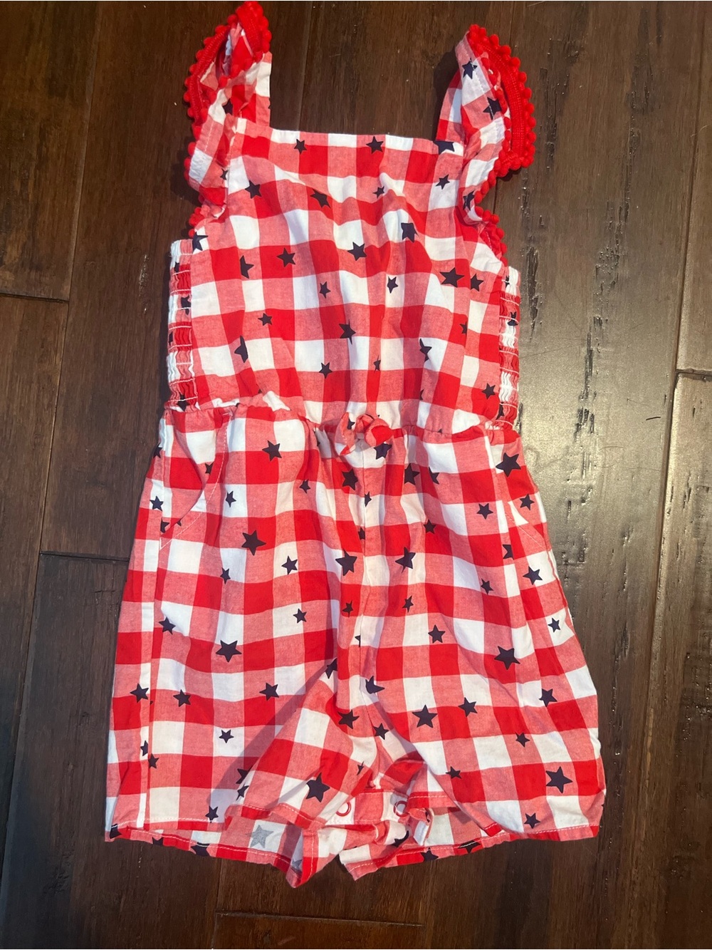 Cat & Jack Red and White Gingham Star Romper